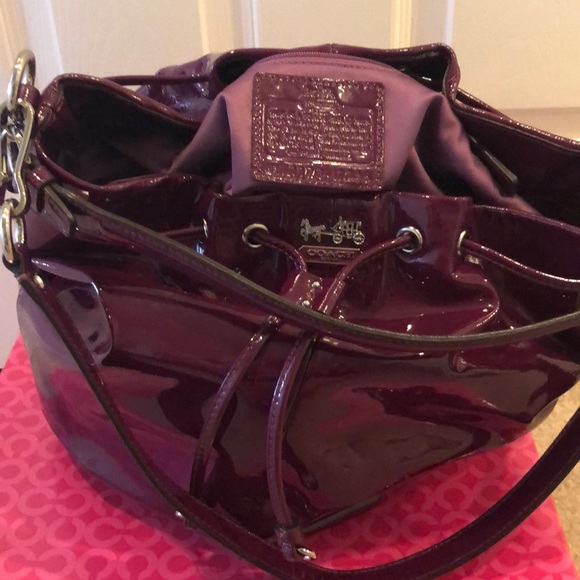 Coach Madison drawstring berry patent leather tote - Picture 1 of 3